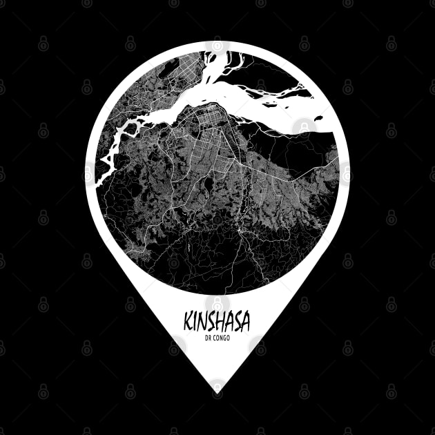 Kinshasa, DR Congo City Map - Travel Pin by deMAP Studio