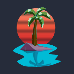 Retro Palm Tree Island Synthwave Sunset Paradise T-Shirt