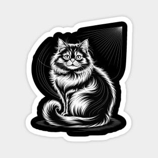 Line Art British Longhair Cat Straight Magnet