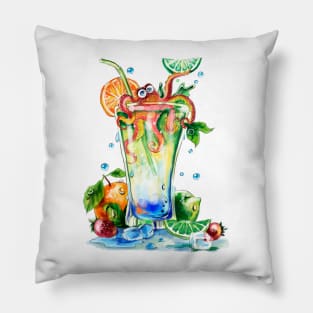 Octopus and fruit cocktails Pillow