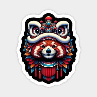 Lion Dance,Red Panda Lion Dance Magnet