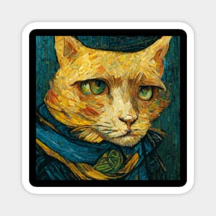 funny portrait cat van gogh style Magnet