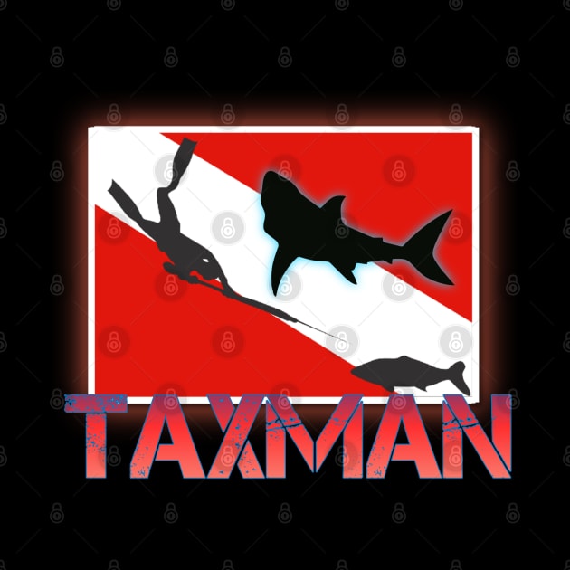 Spearfishing shark taxman by Coreoceanart