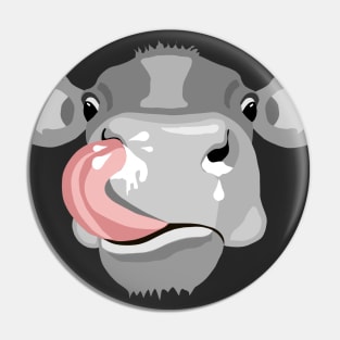 Cow licking nose Pin