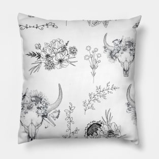 Skulls and Flowers Pillow