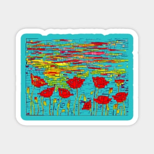 Poppies Tiled Magnet