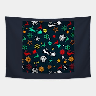 Christmas Santa and Reindeer Pattern Tapestry