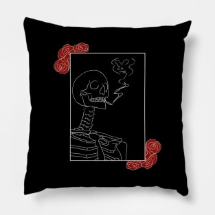 Smoking Skeleton With Roses | Death | Halloween Pillow