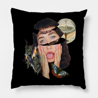 Unique Surrealistic Vintage Retro Collage Art Pillow