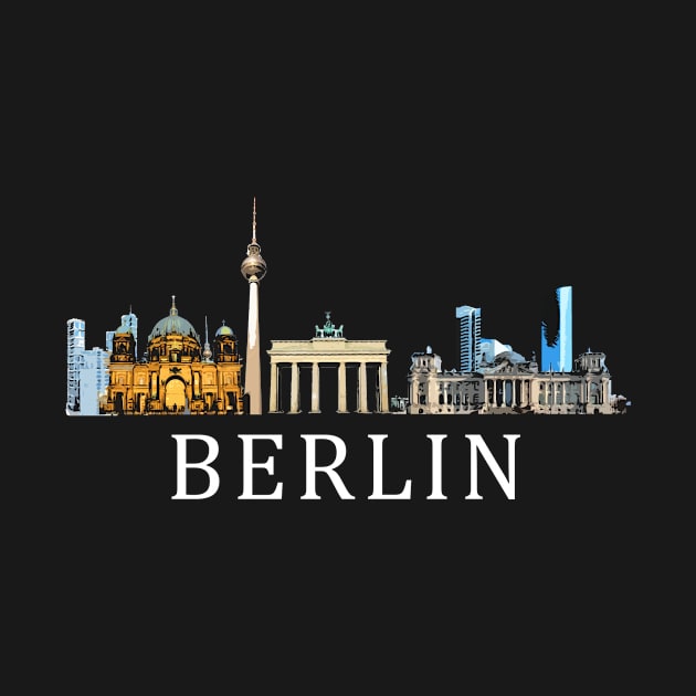 Berlin Skyline in Colour with Text by Mesyo