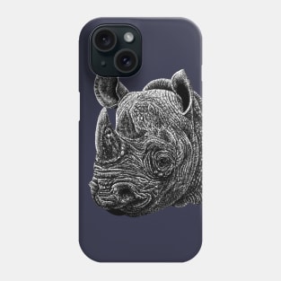 Black rhino animal ink illustration Phone Case