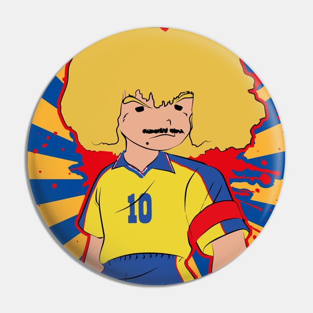 Colombian national El Pibe Valderrama Vintage Football Pin by TEEWEB