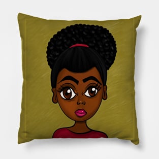 Cute art black anime style digital art Pillow