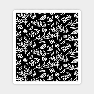 Black and white plants seamless pattern Magnet