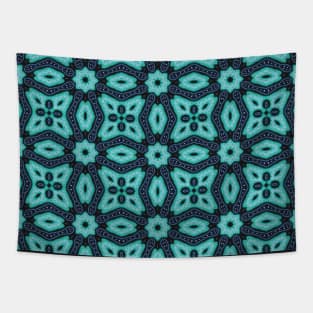 Agua green tribal geometric print Tapestry