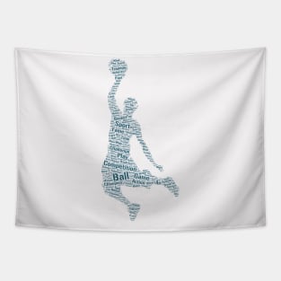 Basket Ball Player Silhouette Shape Text Word Cloud Tapestry