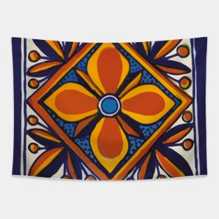 Yellow star talavera tile typical hand painted mosaic ceramic Tapestry