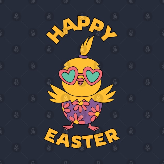 Happy Easter. Colorful and cute chicken design by JK Mercha