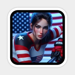 American Woman Ice Hockey Player #2 Magnet