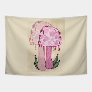 Pink Classic Portrait Style Cottagecore Mushroom Tapestry