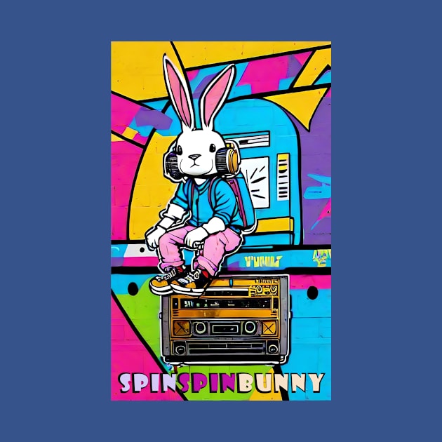 SpinSpinBunny Animated Bunny with Headphones by SpinSpinBunny