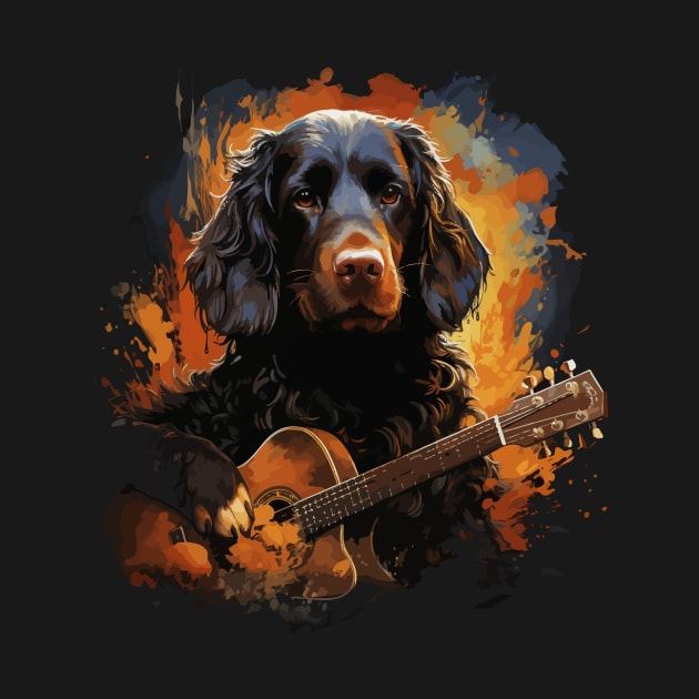 Field Spaniel Playing Guitar by JH Mart