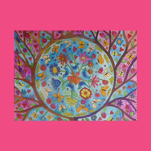 Colourful Mandala with Tree by Casimirasquirkyart