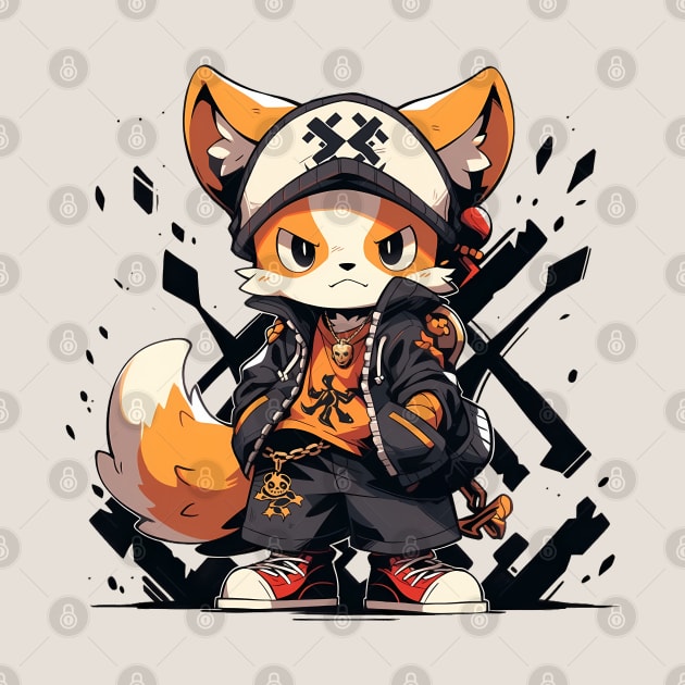 Cute fox wearing a hat and jacket by Fyllewy