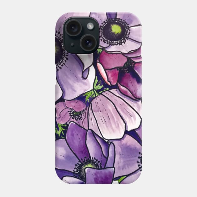 Purple Petals Phone Case by Kirsty Topps