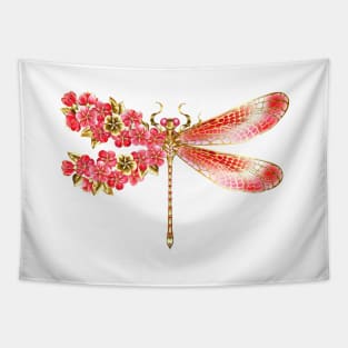 Flower dragonfly with jewelry sakura Tapestry