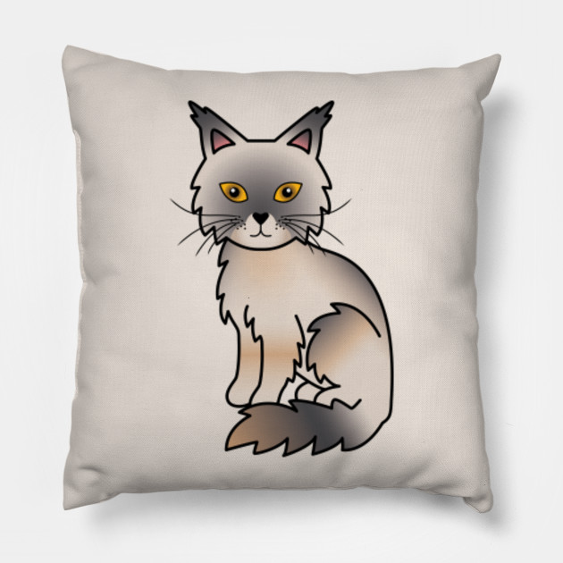 Blue Cream Maine Coon Cat Cute Cartoon Illustration