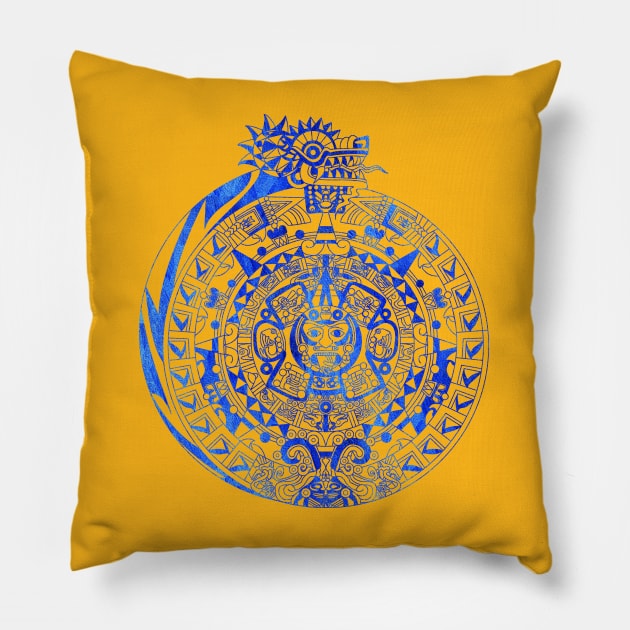 the dragon calendar in mexican aztec pattern ecopop Pillow by jorge_lebeau