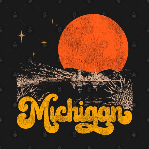 Vintage State of Michigan Mid Century Distressed Aesthetic by darklordpug