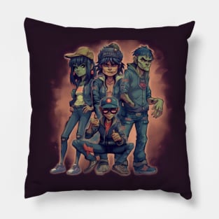 Virtual serious band Gorilla illustration on brown background Pillow