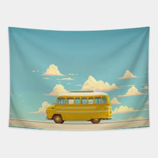 Yellow Camper Van Tapestry