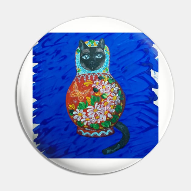 Matryoshka Cat Pin by Novaart