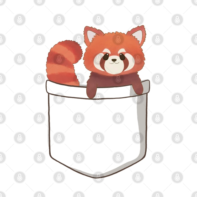 Cute Red Panda in a Pocket by awesomesaucebysandy