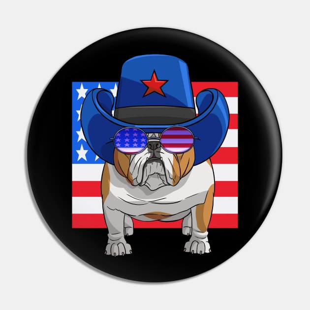 English Bulldog 4th of July Pin by Noseking