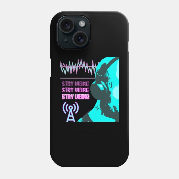 STAY VIBING MUSIC FREQUENCY VIBRANT W/ BLACK BACKGROUND Phone Case by StayVibing