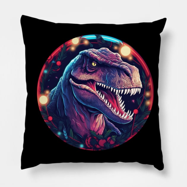 T rex in Ornament, Love Dinosaurs Pillow by dukito