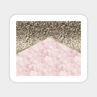 Shimmering golden chevron pink marble Magnet