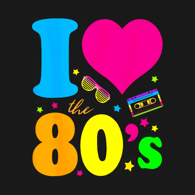 I love The 80'S 80's 90's costume Party Tee by Cristian Torres