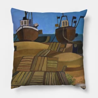 Dungeness Beach Fishing Boats Kent Pillow