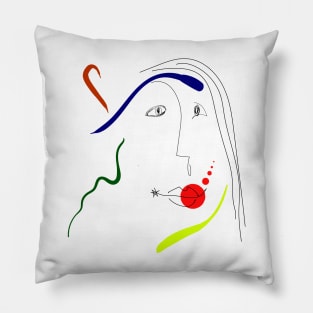 Woman portrait in Joan Miro style Pillow
