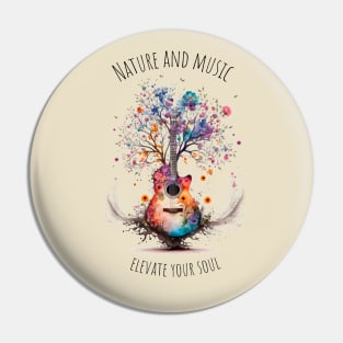 Acoustic Guitar Tree of Life |Gift for Guitar Player | Nature Guitarist | Motivational quotes Pin