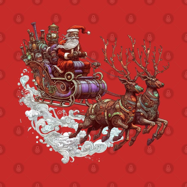 Better Watch out! Steampunk Santa and Reindeer by Organicgal Graphics