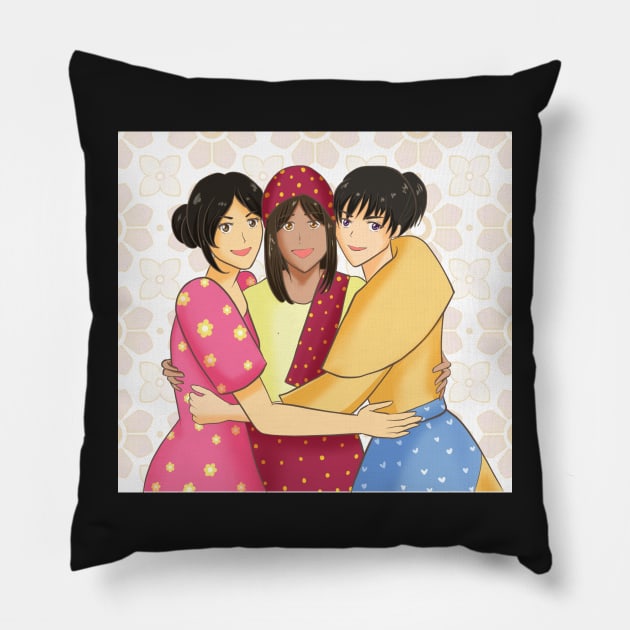 Filipiniana Filipina Best Friends Trio Philippines Art Pillow by kristinedesigns