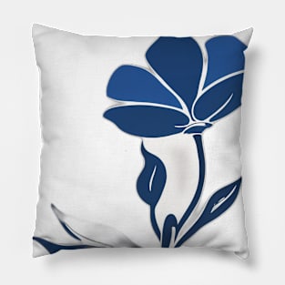 Elegant Blue Flower Silhouette Design No. 517 Pillow