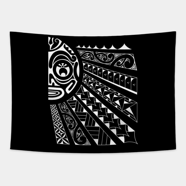 Polynesian sun tiki Tapestry by Tikitattoo