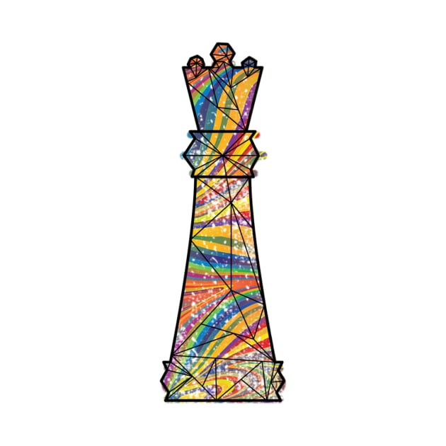 Colorful Chess Queen Piece Classic Retro by gillys